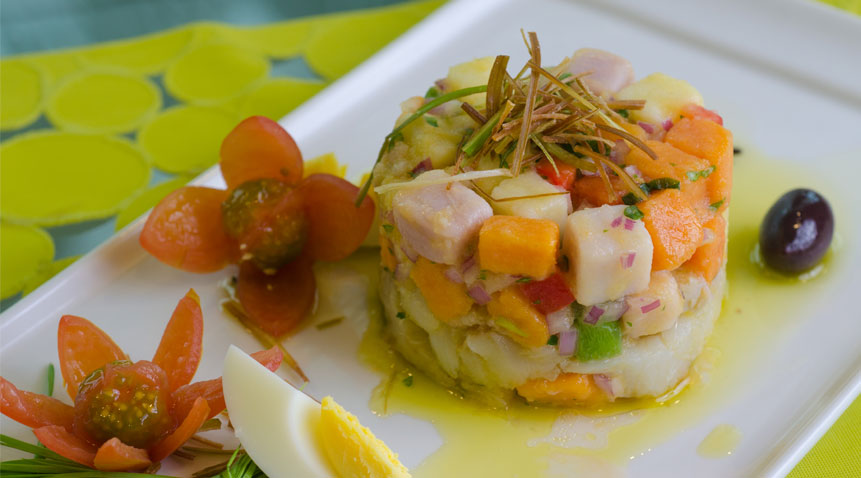 Root vegetable ceviche with codfish by Chef Daniel Vasse.